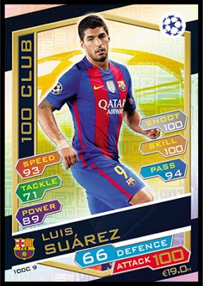 100C9 Luis Suarez Champions League 16/17 100 CLUB – Football Cards