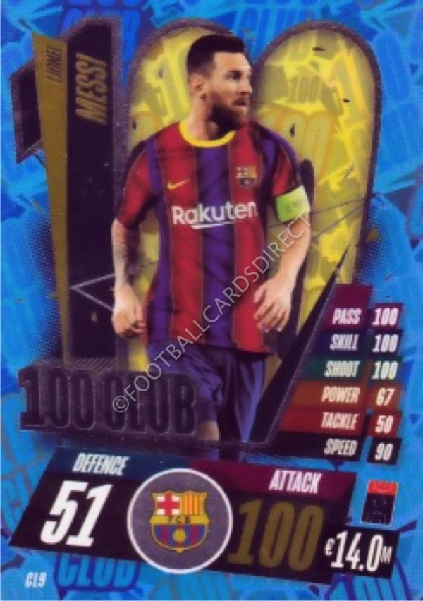 #CL009 LIONEL MESSI (FC BARCELONA) 100 CLUB MATCH ATTAX 2020-2021