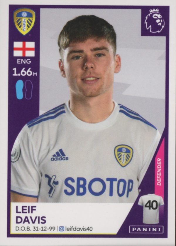 #265 LEIF DAVIS (LEEDS UNITED ) PREMIER LEAGUE 2021 STICKER