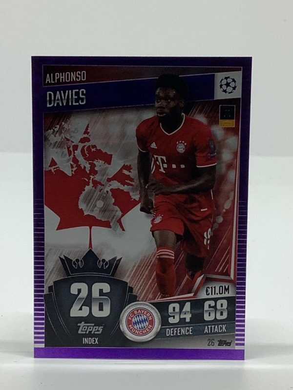 TOPPS MATCH ATTAX 101 2020-21 20/21 ALPHONSO DAVIES BAYERN MUNICH PURPLE #026