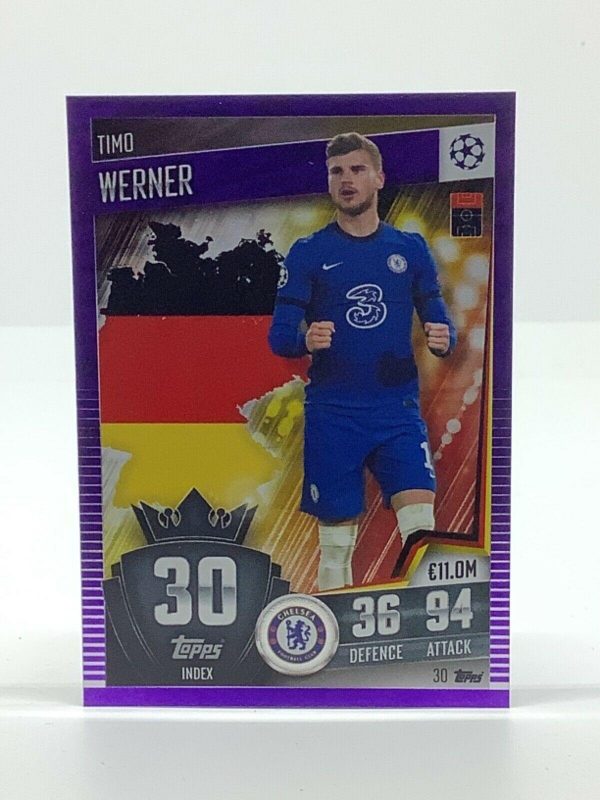 TOPPS MATCH ATTAX 101 2020-21 20/21 TIMO WERNER CHELSEA PURPLE #030