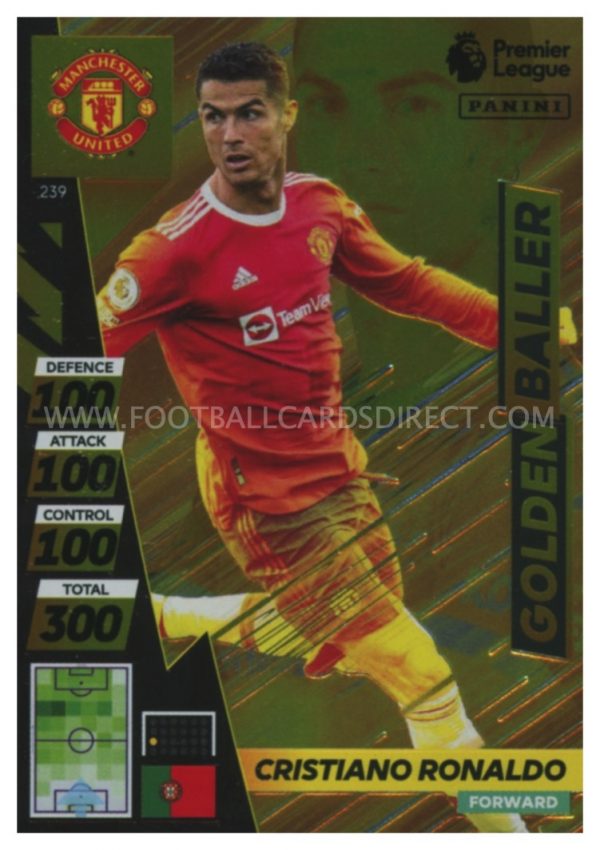 #239  CRISTIANO RONALDO (MANCHESTER UNITED) GOLDEN BALLER PREMIER LEAGUE ADRENLYN PLUS 2022