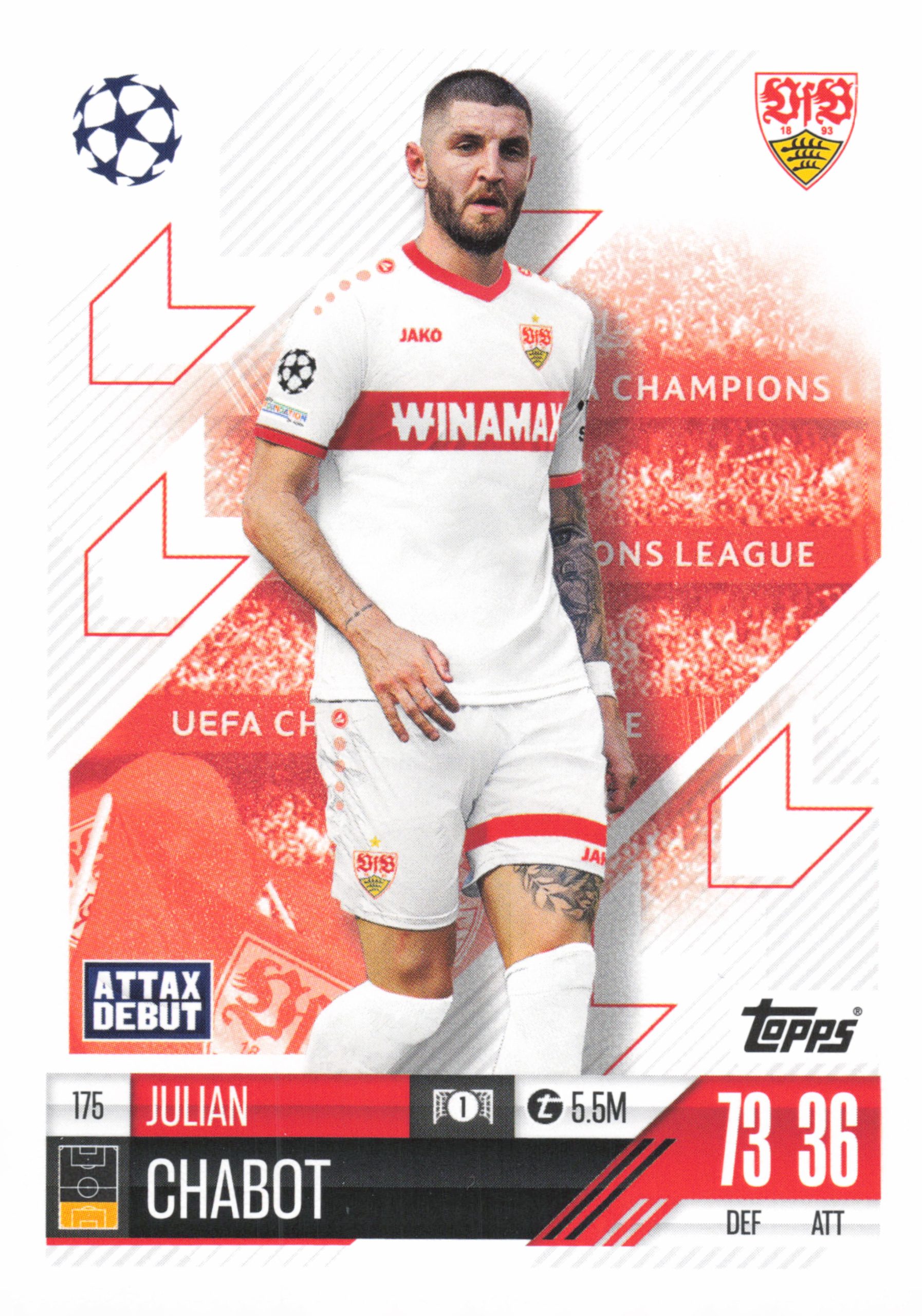 175 JULIAN CHABOT (VFB STUTTGART) BASE CARD TOPPS MATCH ATTAX 24/25 –  Football Cards Direct